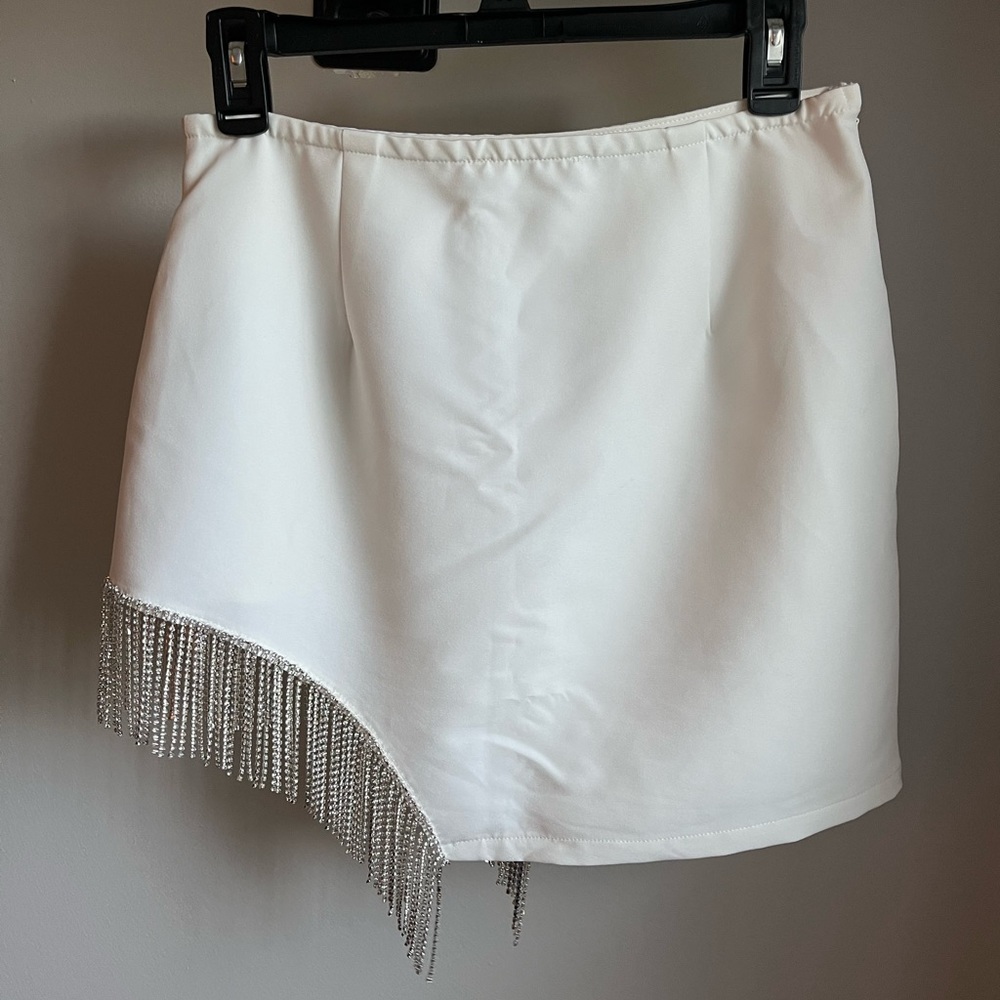 Madelyn White Crystal Mini Skirt